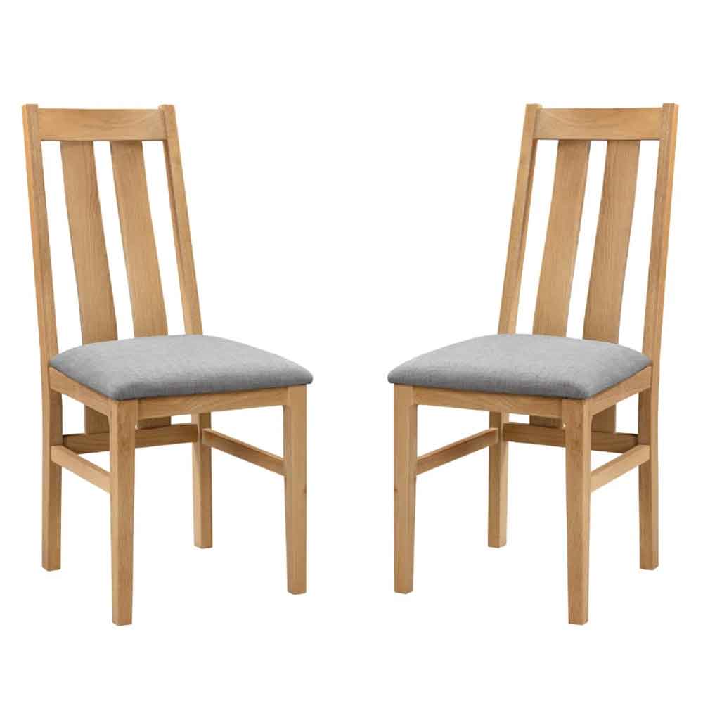 Callia Oak Wooden Dining Chairs in Pair