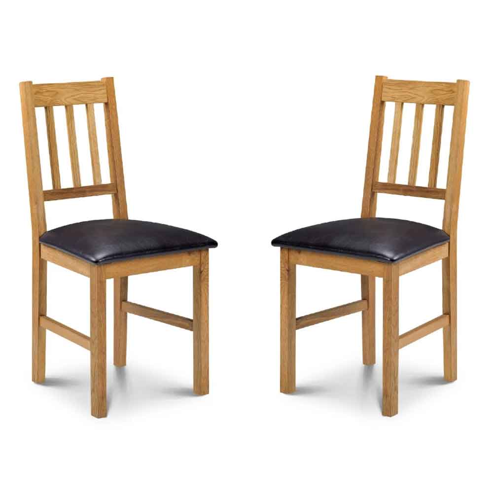 Calliope Oak Wooden Dining Chairs in Pair