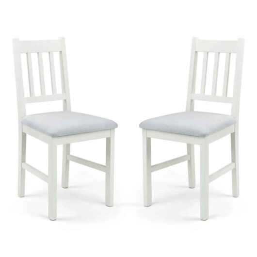 Calliope White Wooden Dining Chairs in Pair