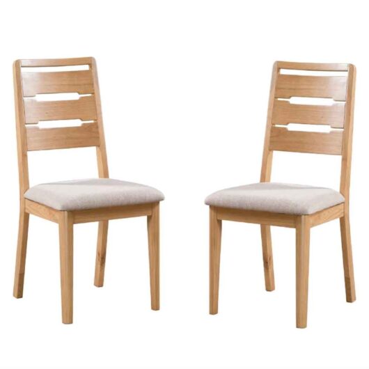 Camber Oak Wooden Dining Chair in Pair