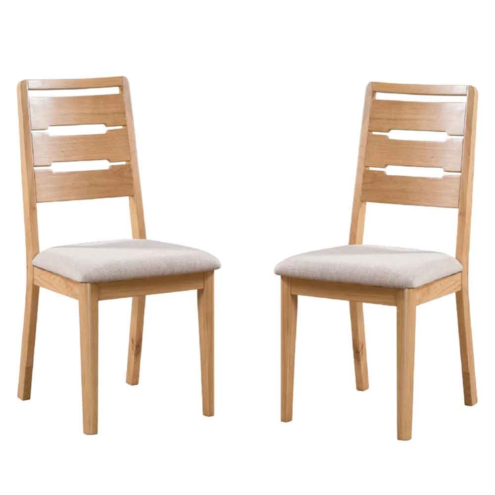 Camber Oak Wooden Dining Chair in Pair