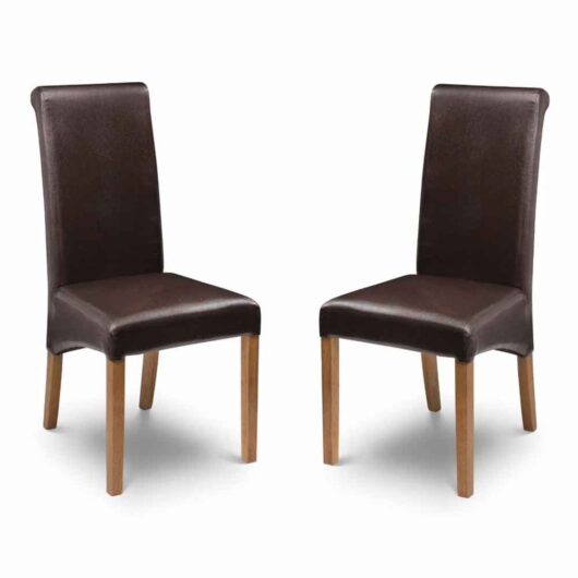 Cazlira Brown Faux Leather Dining Chairs in Pair