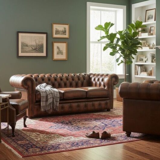 Chesterfield Leather 3 Seater + Mallory Wing Chair + Club Chair Sofa Offer Antique Tan
