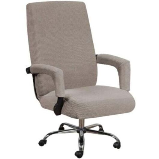 Computer Chair Elastic Office Chair Cover (Brown, L), Universal Chair Cover for Computer Chair, Decoration, Leisure Chair Protection
