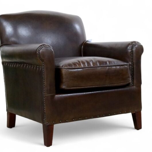 Connor Vintage Brown Distressed Leather Club Chair