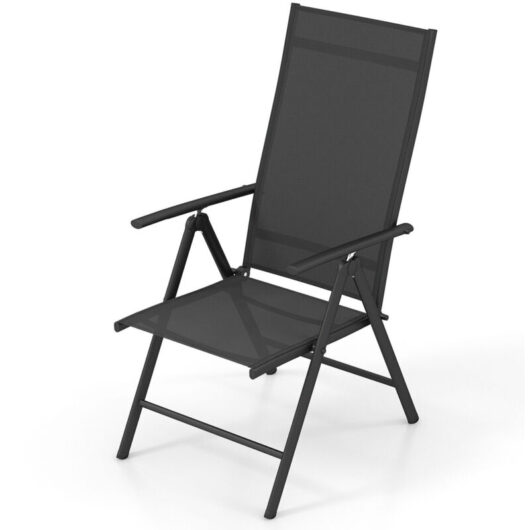 Costway - Patio Folding Dining Chairs Adjustable Outdoor Reclining Chairs w/Armrests