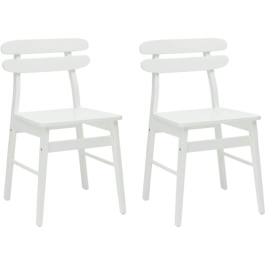 Dining Chair 2 pcs White Solid Rubber Wood vidaXL