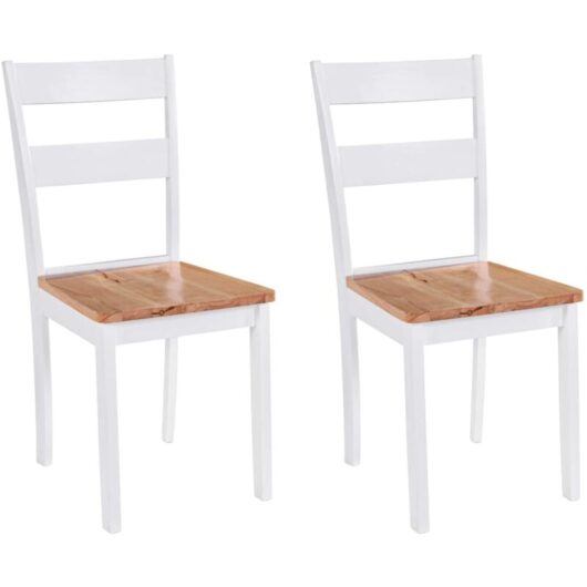 Dining Chairs 2 pcs White Solid Rubber Wood vidaXL