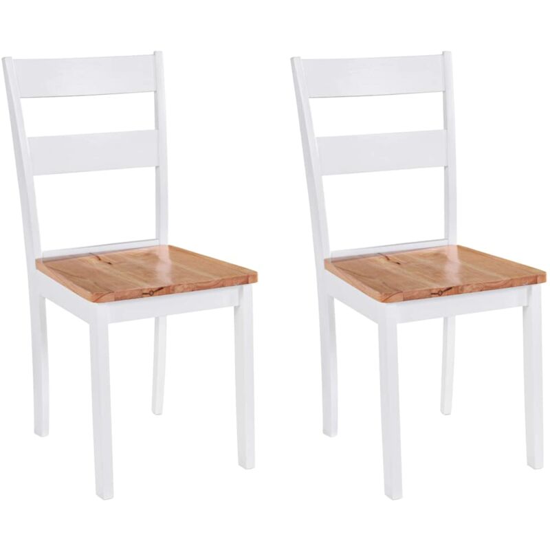 Dining Chairs 2 pcs White Solid Rubber Wood vidaXL