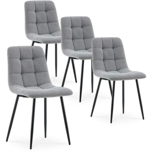 Dining Chairs Set of 4, Upholstered Kitchen Counter Chairs With Sturdy Metal Legs for Living Room, Bedroom, Kitchen Furniture