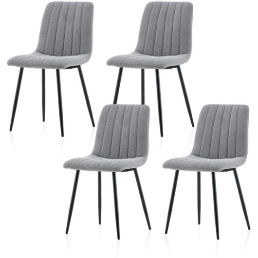 Dining Chairs Set of 4 Velvet Upholstered Kitchen Counter Chair with Backrest and Sturdy Metal Legs, Lounge Reception Chairs for Living Bedroom Dark