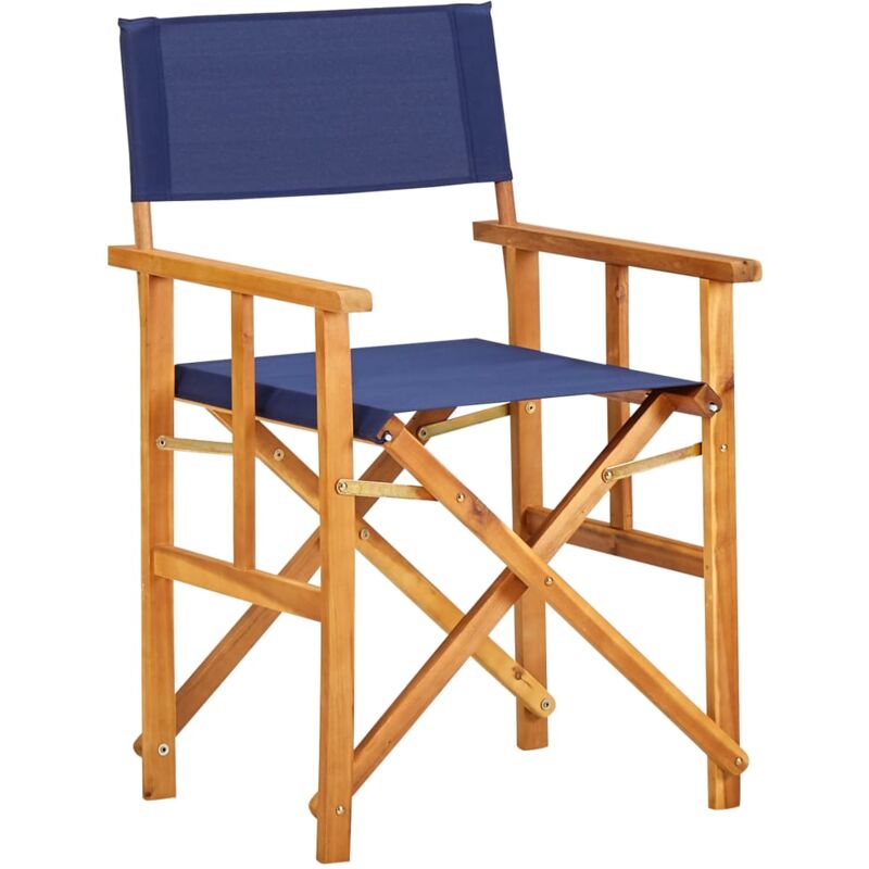 Director's Chair Solid Acacia Wood Blue vidaXL