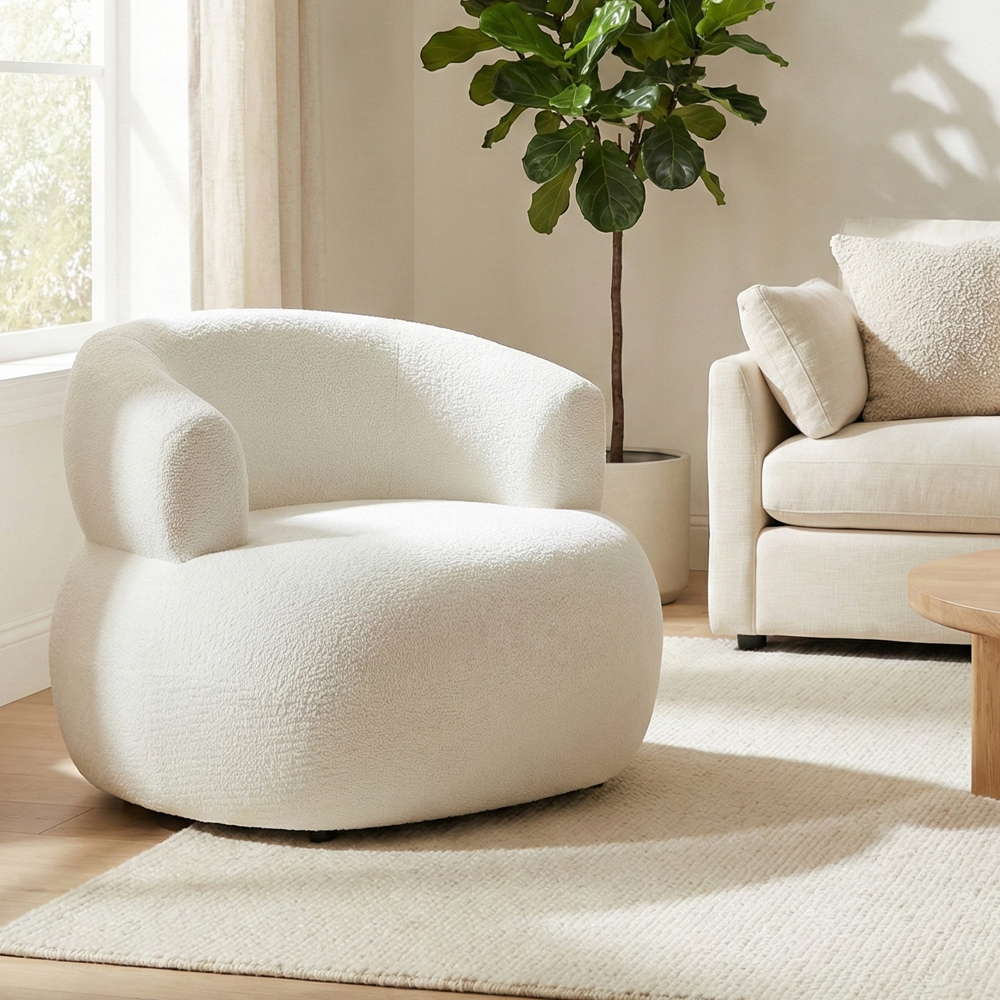 Ezrion Fabric Accent Chair in White