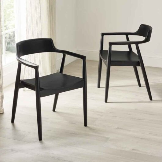 Farlix Black Wooden Dining Chairs in Pair