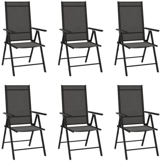 Folding Garden Chairs 6 pcs Textilene Black vidaXL