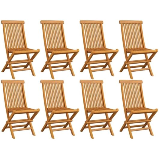 Folding Garden Chairs 8 pcs Solid Teak Wood vidaXL