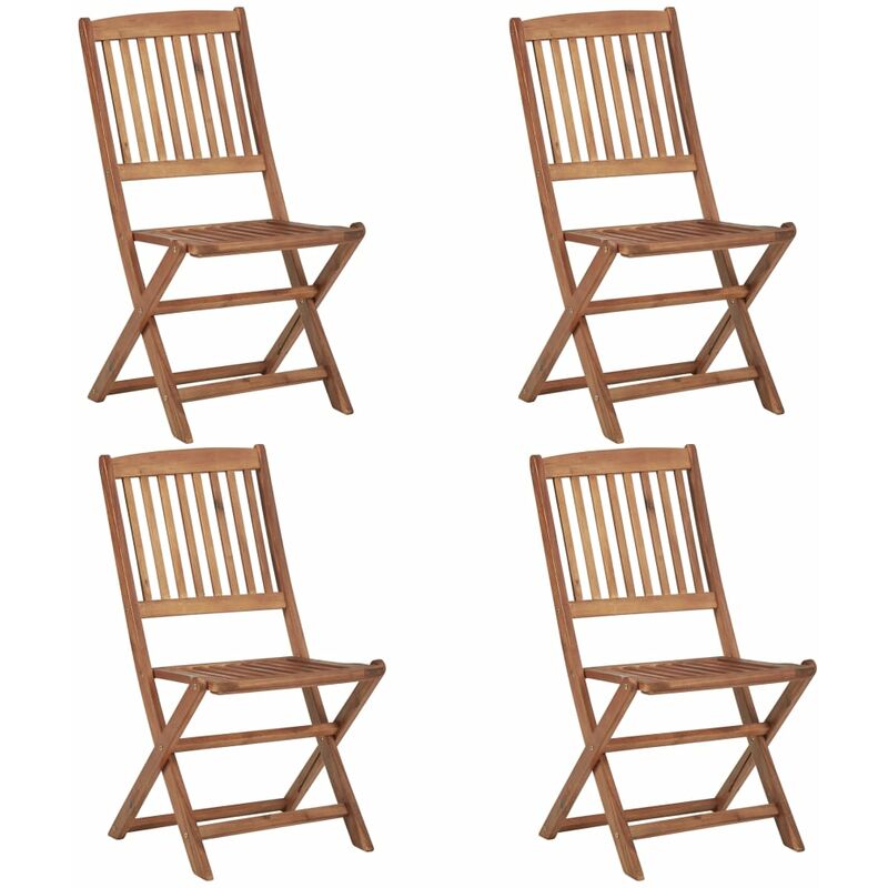 Folding Outdoor Chairs 4 pcs Solid Acacia Wood vidaXL