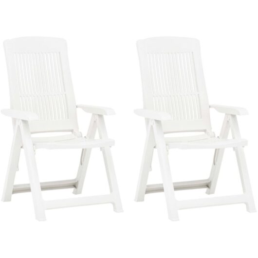Garden Reclining Chairs 2 pcs Plastic White vidaXL