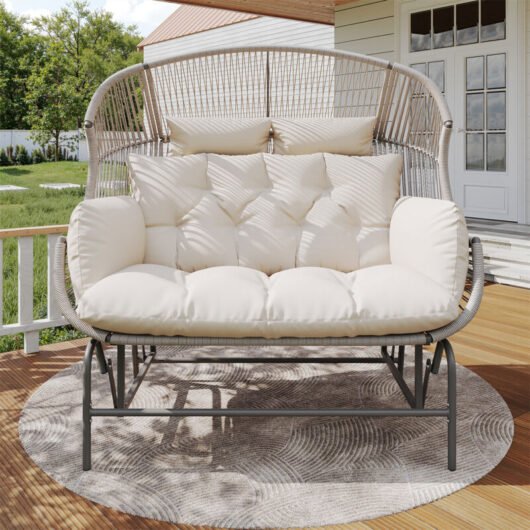 Garden Rocking Chair for Two, Patio Hanging Chair, Outdoor Swing Egg Chair, Rocking Chair, Garden Swing, Porch Swing for the Garden, Balcony, or