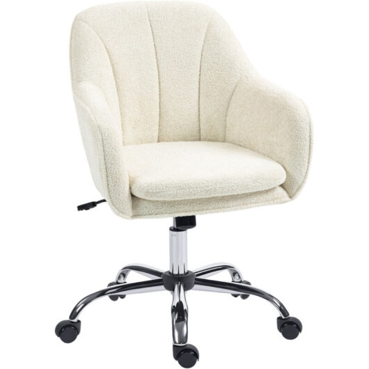 HOMCOM Modern Velvet Office Desk Chair for Bedroom, Living Room, Beige