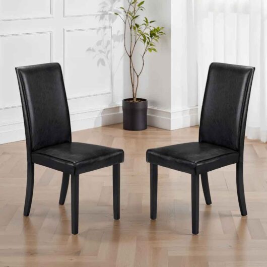 Haneul Black Faux Leather Dining Chairs in Pair