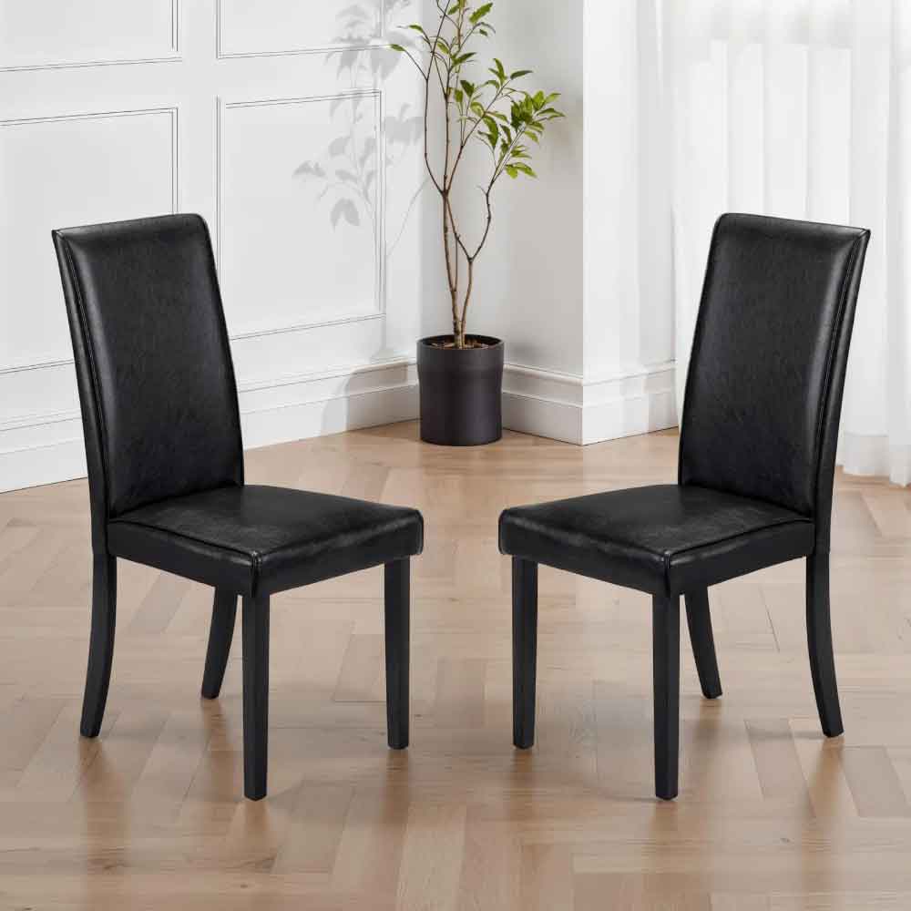 Haneul Black Faux Leather Dining Chairs in Pair
