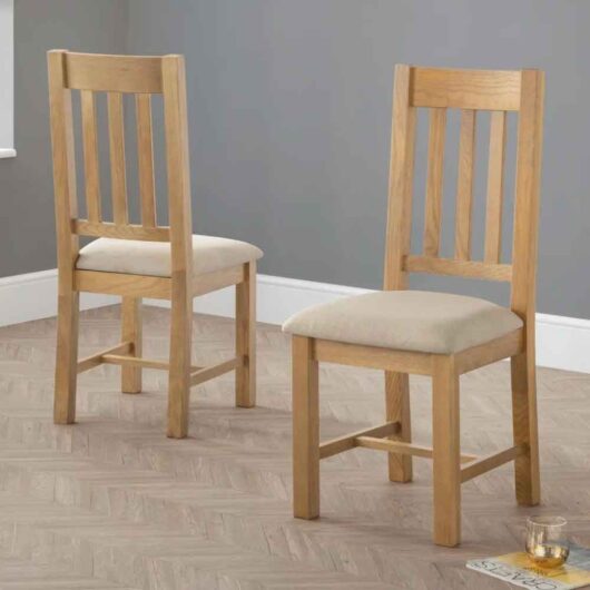 Henvora Oak Wooden Dining Chairs in Pair