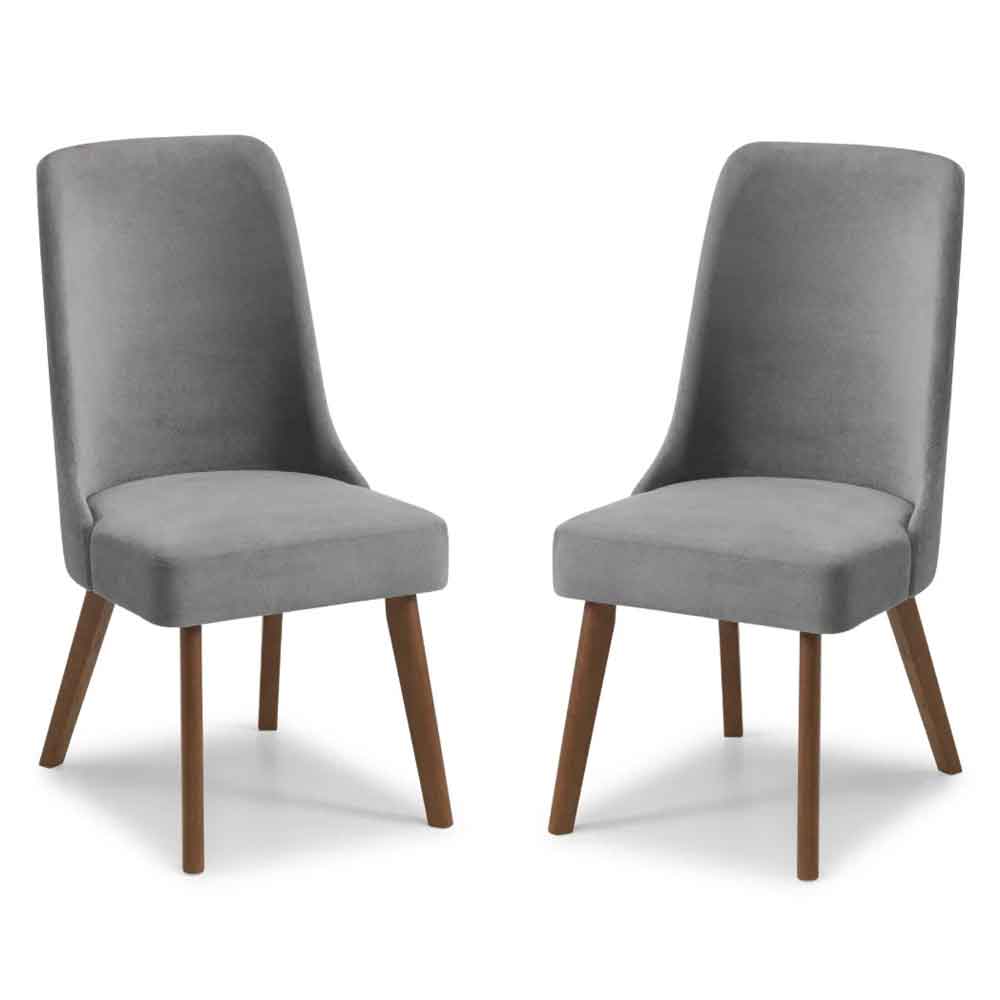 Hidalgo Dusk Grey Fabric Dining Chairs in Pair