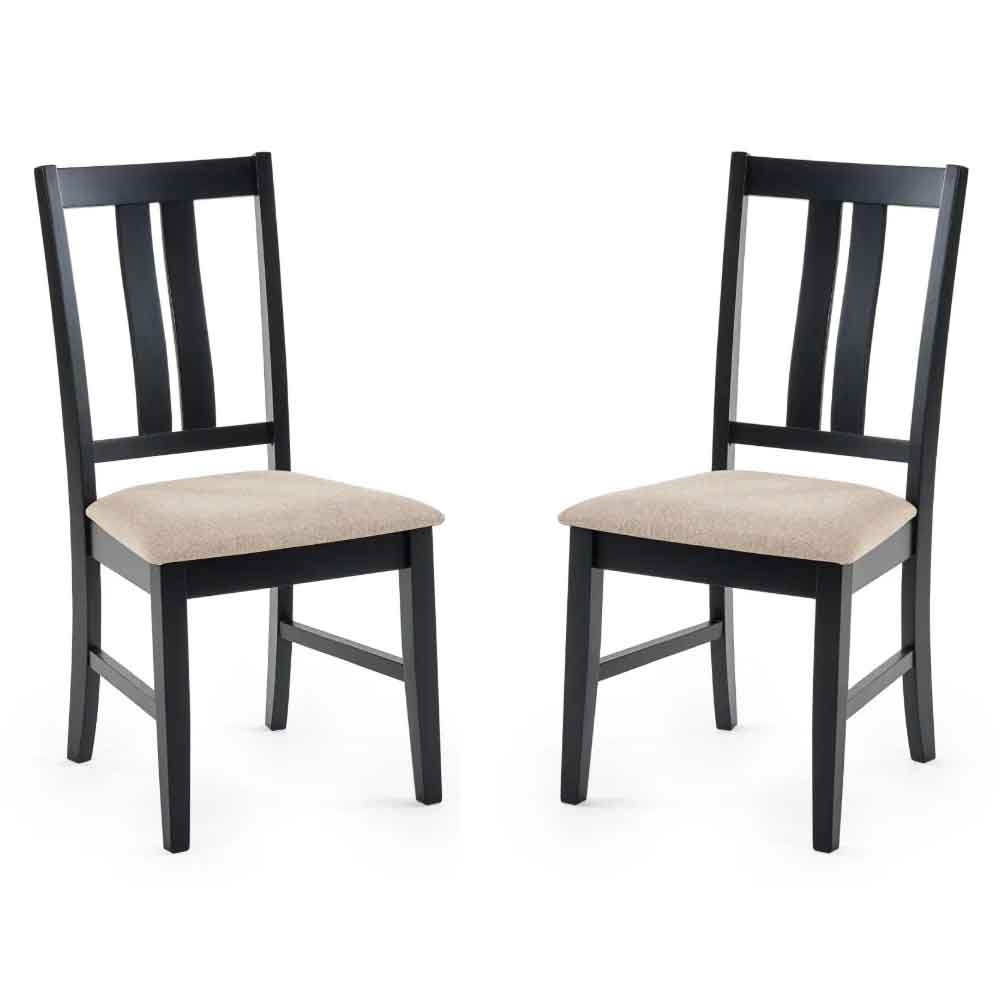 Hull Black Wooden Dining Chairs in Pair