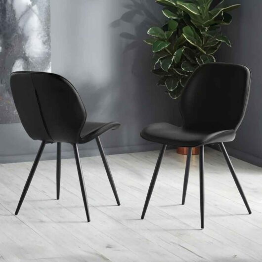 Imsera Black Faux Leather Dining Chairs in Pair
