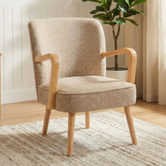 Ivorel Fabric Accent Chair in Oatmeal
