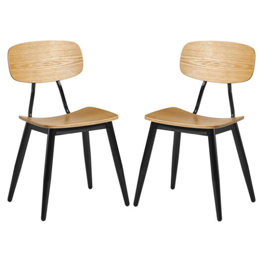 Jona Ply Oak Wooden Dining Chairs In Pair