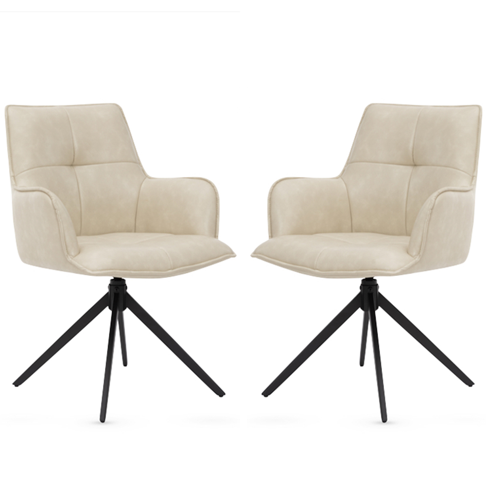 Joplin Ivory PU Leather Dining Chairs in Pair