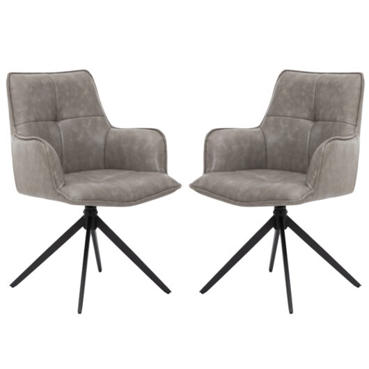 Joplin Silver Grey PU Leather Dining Chairs in Pair