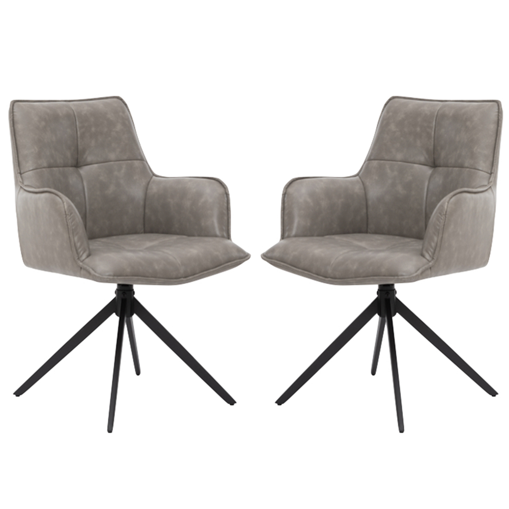 Joplin Silver Grey PU Leather Dining Chairs in Pair