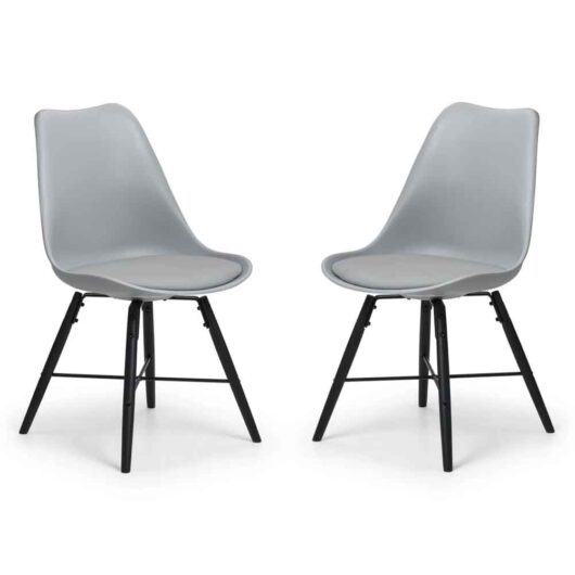 Kintar Grey Plastic Chairs with Black Legs in Pair
