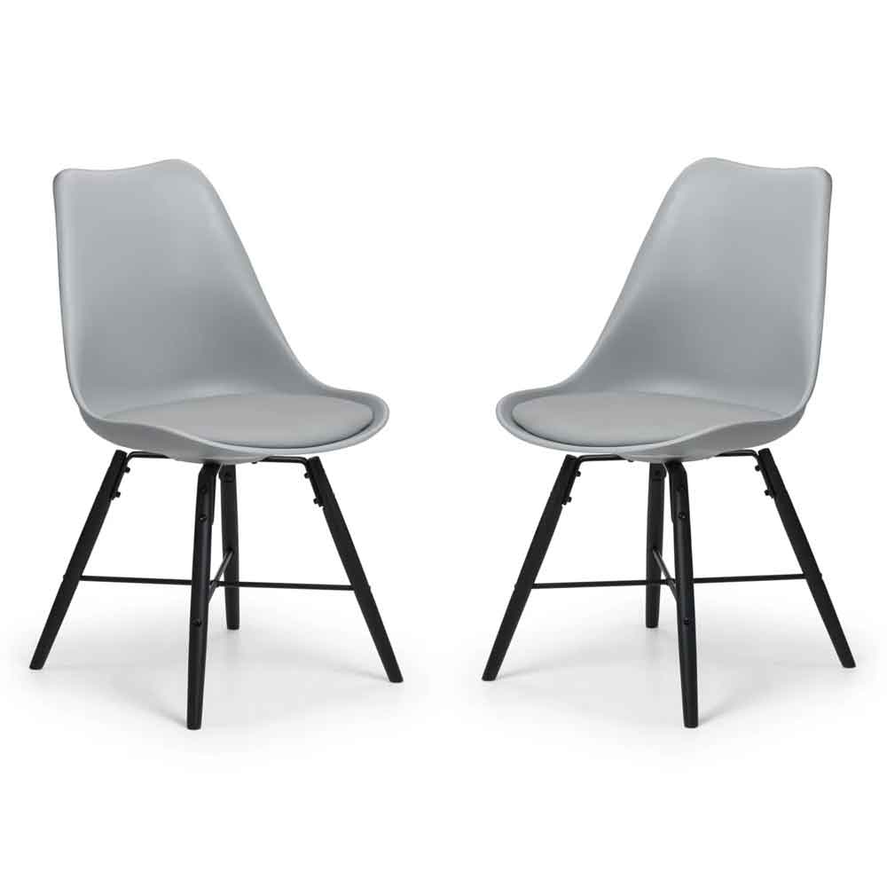 Kintar Grey Plastic Chairs with Black Legs in Pair