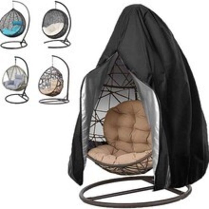 Large protective cover for hanging chair - Made of fabric with polyurethane coating - Waterproof and breathable - Black