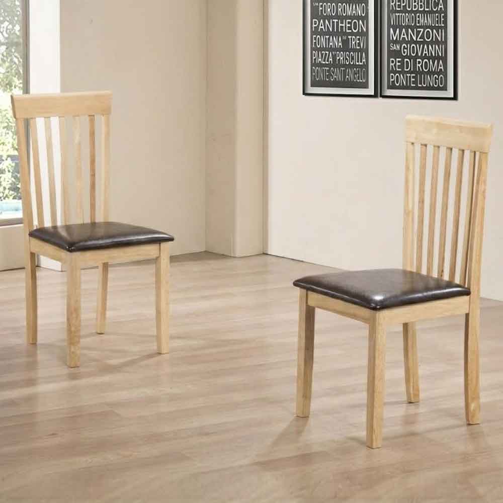 Leica Natural Wooden Dining Chairs in Pair