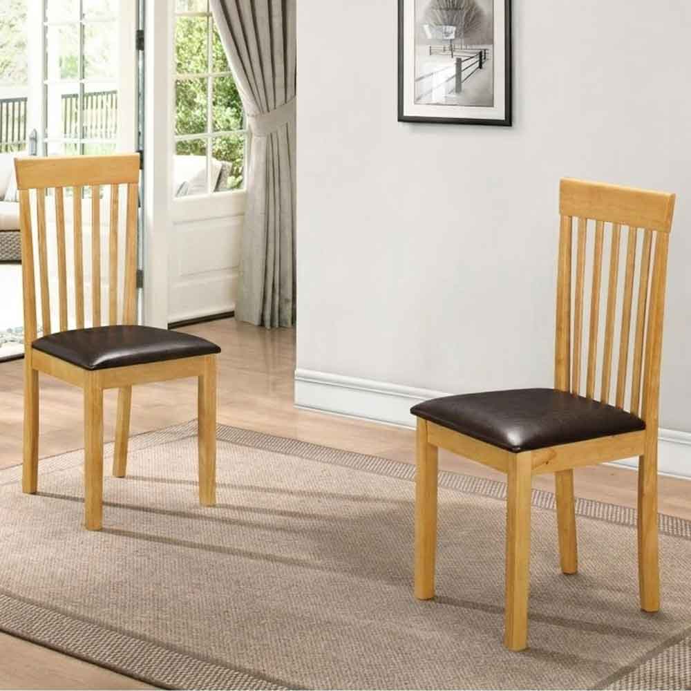 Leica Oak Wooden Dining Chairs in Pair