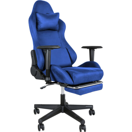 Levede Office Desk Chair Gaming Recliner Adjustable Height with Footrest Blue