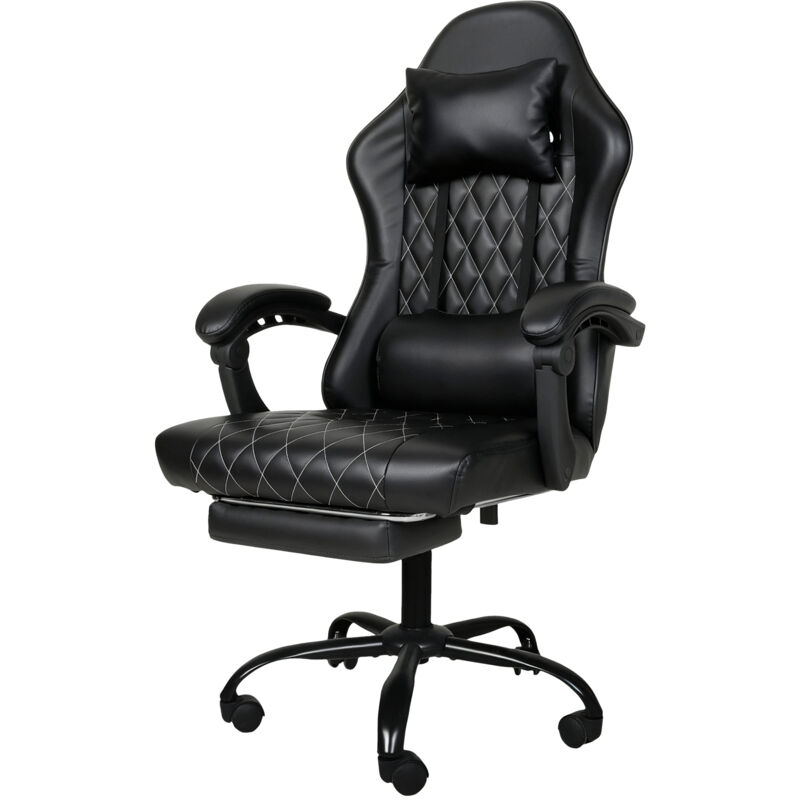 Levede Office Desk Chair PU Gaming Recliner Adjustable Height Swivel Black
