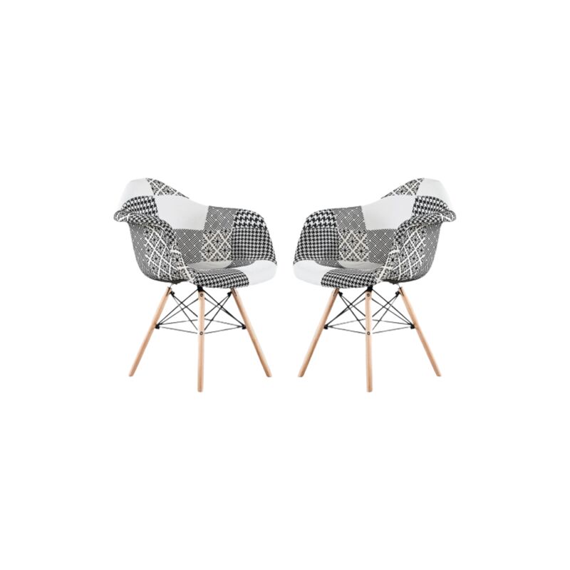 Life Interiors - Set of 1/2/4/6 Chrono Patchwork Eiffel Dining Chair - Set of 2 - Multicoloured - Multi