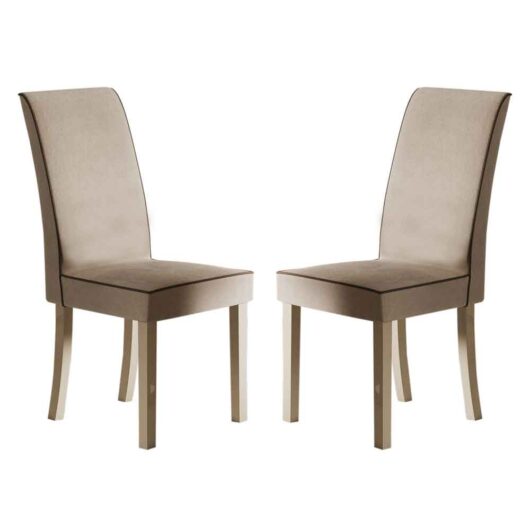Losea Brown Fabric Dining Chairs in Pair
