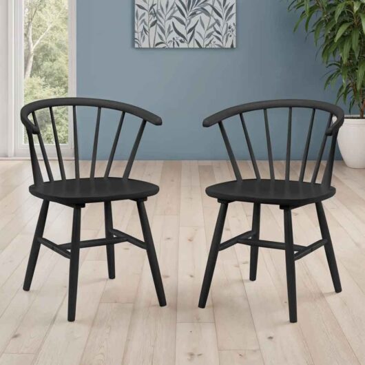 Marleno Black Wooden Dining Chairs in Pair