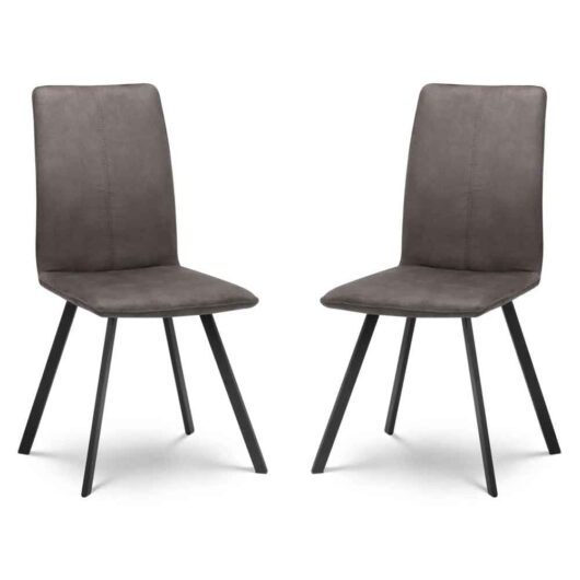 Marvon Charcoal Grey Fabric Dining Chairs with Black Legs in Pair