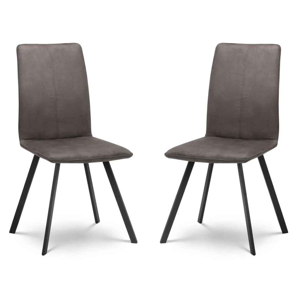 Marvon Charcoal Grey Fabric Dining Chairs with Black Legs in Pair