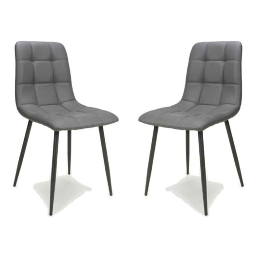 Massa Grey Faux Leather Dining Chairs In Pair