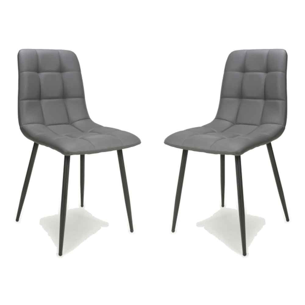 Massa Grey Faux Leather Dining Chairs In Pair