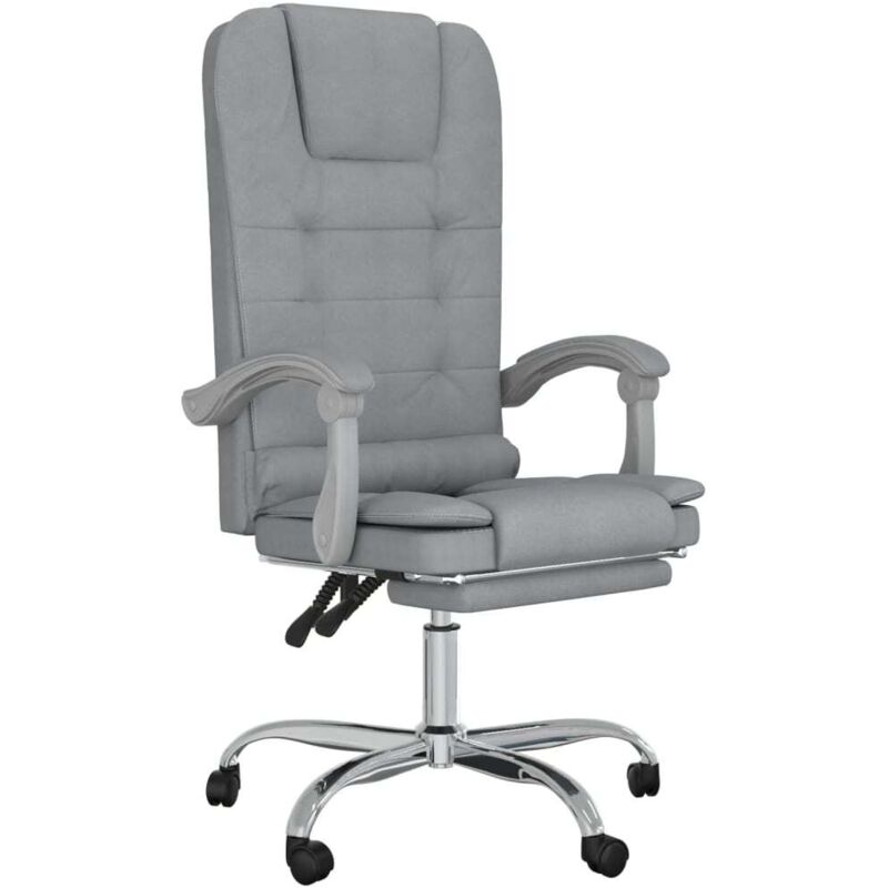 Massage Reclining Office Chair Light Grey Fabric vidaXL
